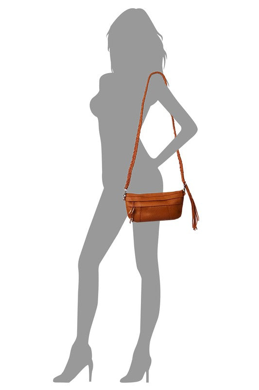 Braided Boho Tassel Strap Crossbody Bag | Trendy Crossbody Bags Outfit Idea for Women by Ro + Ivy | Elevated Basics, Modern Comfort & Style