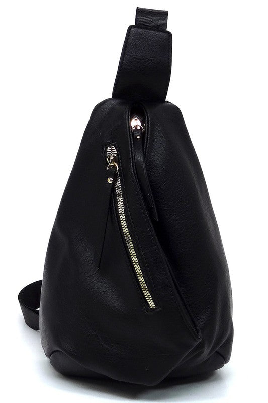 BLACK one Faux Vegan Leather Sling Backpack | Trendy Backpacks Outfit Idea for Women by Ro + Ivy | Elevated Basics, Modern Comfort & Style