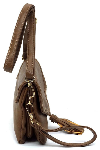 Faux Vegan Leather Tassel Flap Envelope Clutch Crossbody Bag | Trendy Crossbody Bags Outfit Idea for Women by Ro + Ivy | Elevated Basics, Modern Comfort & Style