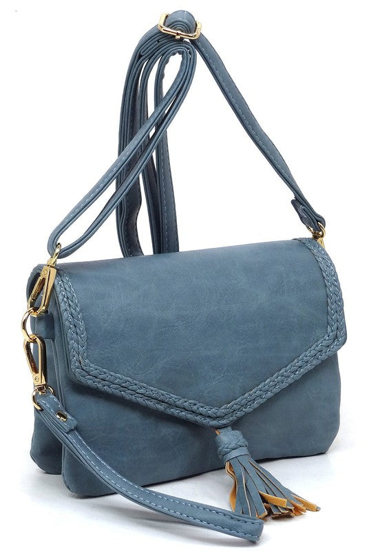 Faux Vegan Leather Tassel Flap Envelope Clutch Crossbody Bag | Trendy Crossbody Bags Outfit Idea for Women by Ro + Ivy | Elevated Basics, Modern Comfort & Style