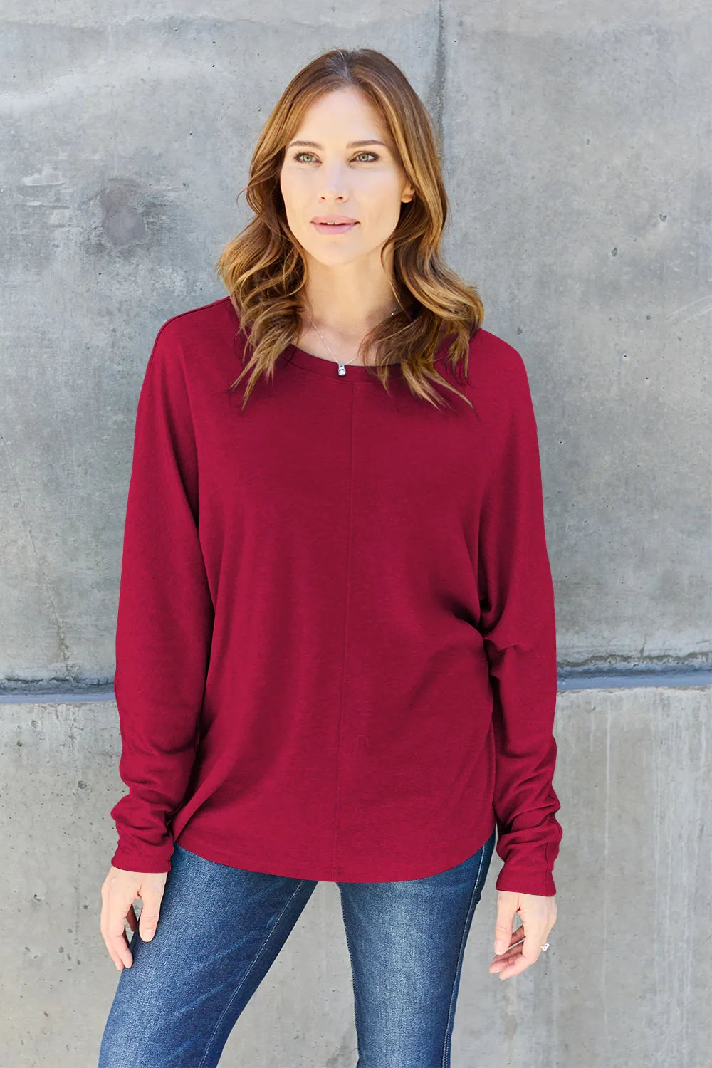 Relaxed Long Sleeve Round Neck Top