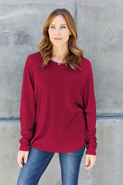 Relaxed Long Sleeve Round Neck Top