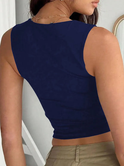 Women's Lightweight Square Neck Wide Strap Tank Top - Tank Tops