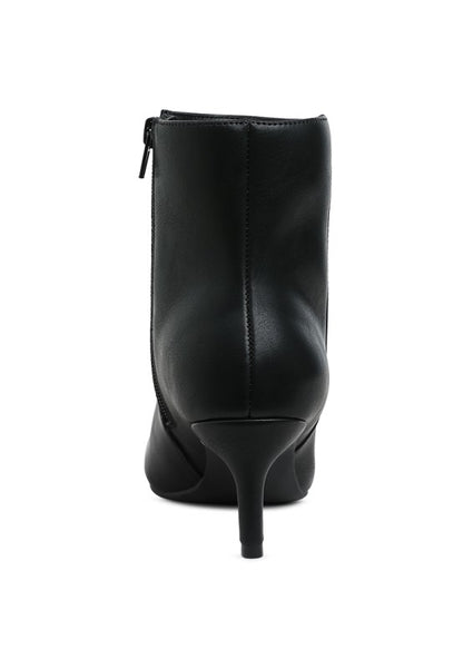 Faux Leather Kitten Heel Ankle Boots - Boots