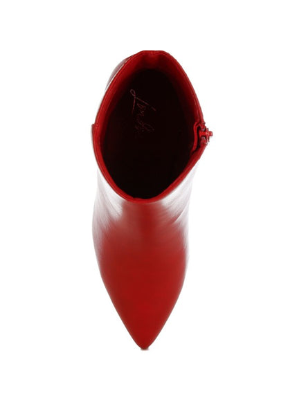 Faux Leather Kitten Heel Ankle Boots - Boots