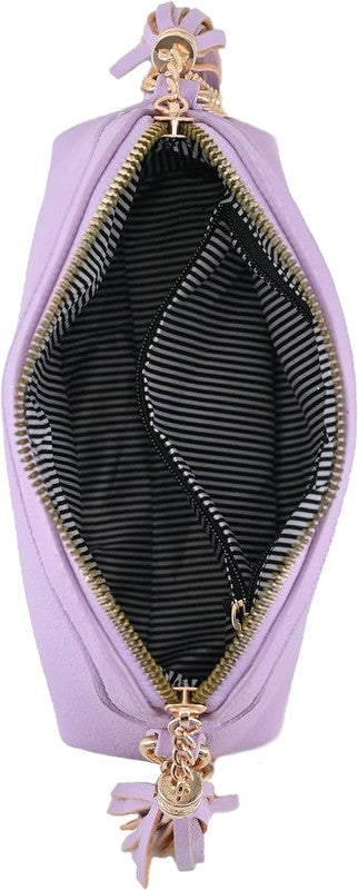 Tassel Small Crossbody Bag with Chain Strap | Trendy Crossbody Bags Outfit Idea for Women by Ro + Ivy | Elevated Basics, Modern Comfort & Style