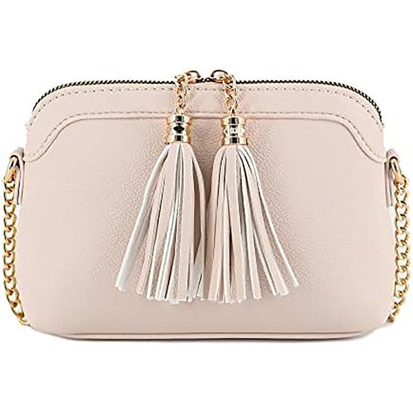 NUDE one Tassel Small Crossbody Bag with Chain Strap | Trendy Crossbody Bags Outfit Idea for Women by Ro + Ivy | Elevated Basics, Modern Comfort & Style