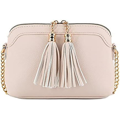 NUDE one Tassel Small Crossbody Bag with Chain Strap | Trendy Crossbody Bags Outfit Idea for Women by Ro + Ivy | Elevated Basics, Modern Comfort & Style