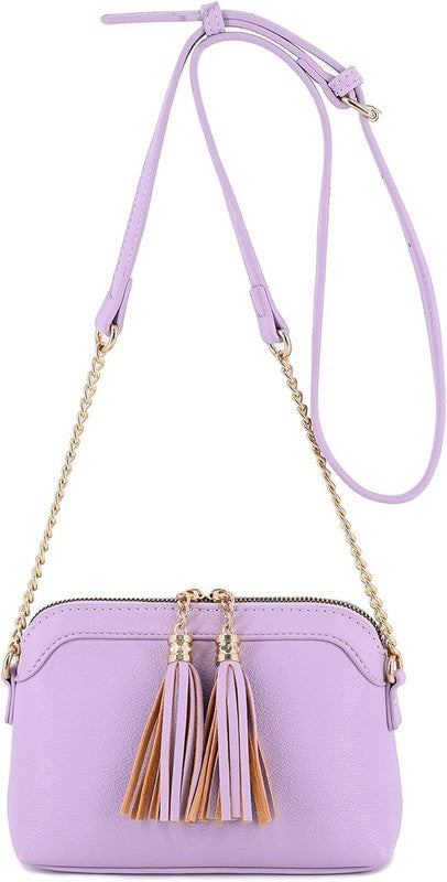 Tassel Small Crossbody Bag with Chain Strap | Trendy Crossbody Bags Outfit Idea for Women by Ro + Ivy | Elevated Basics, Modern Comfort & Style