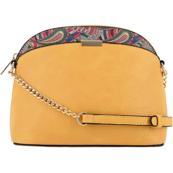 MUSTARD one Paisley Accent Small Dome Crossbody Bag | Trendy Crossbody Bags Outfit Idea for Women by Ro + Ivy | Elevated Basics, Modern Comfort & Style