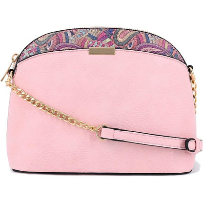 Pink one Paisley Accent Small Dome Crossbody Bag | Trendy Crossbody Bags Outfit Idea for Women by Ro + Ivy | Elevated Basics, Modern Comfort & Style