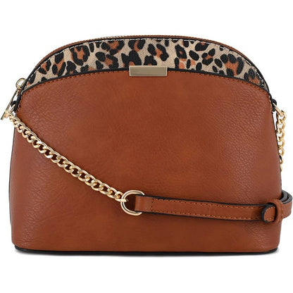 Brown one Leopard Accent Small Dome Crossbody Bag | Trendy Crossbody Bags Outfit Idea for Women by Ro + Ivy | Elevated Basics, Modern Comfort & Style