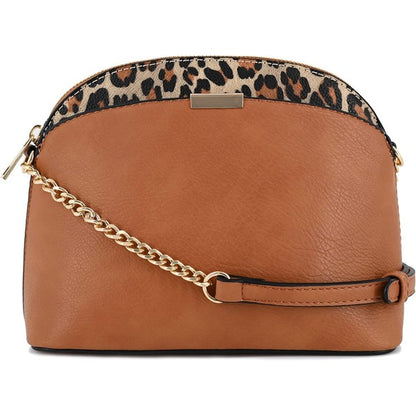 Tan one Leopard Accent Small Dome Crossbody Bag | Trendy Crossbody Bags Outfit Idea for Women by Ro + Ivy | Elevated Basics, Modern Comfort & Style