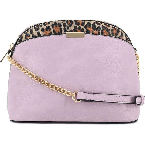 LILAC one Leopard Accent Small Dome Crossbody Bag | Trendy Crossbody Bags Outfit Idea for Women by Ro + Ivy | Elevated Basics, Modern Comfort & Style
