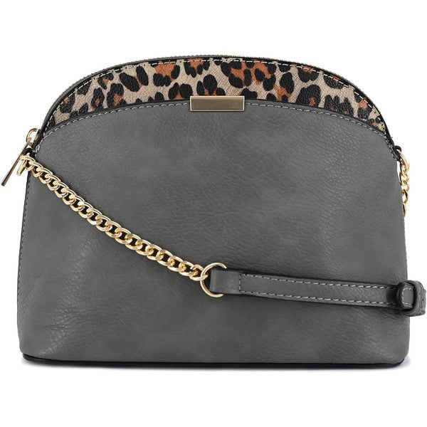 D GREY one Leopard Accent Small Dome Crossbody Bag | Trendy Crossbody Bags Outfit Idea for Women by Ro + Ivy | Elevated Basics, Modern Comfort & Style