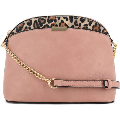 BLUSH one Leopard Accent Small Dome Crossbody Bag | Trendy Crossbody Bags Outfit Idea for Women by Ro + Ivy | Elevated Basics, Modern Comfort & Style