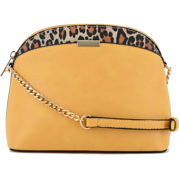 MUSTARD one Leopard Accent Small Dome Crossbody Bag | Trendy Crossbody Bags Outfit Idea for Women by Ro + Ivy | Elevated Basics, Modern Comfort & Style