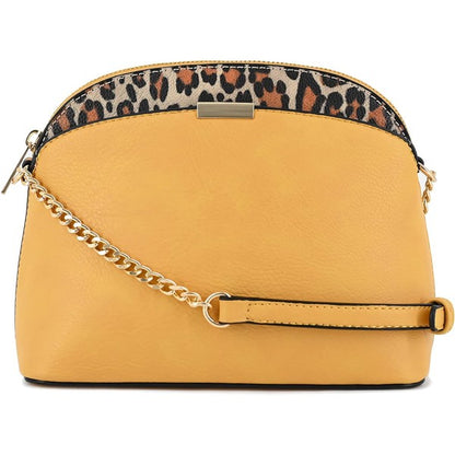 MUSTARD one Leopard Accent Small Dome Crossbody Bag | Trendy Crossbody Bags Outfit Idea for Women by Ro + Ivy | Elevated Basics, Modern Comfort & Style