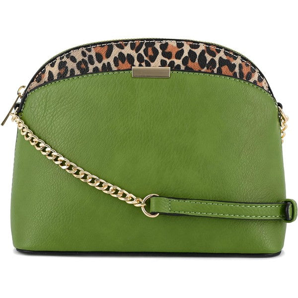SAGE one Leopard Accent Small Dome Crossbody Bag | Trendy Crossbody Bags Outfit Idea for Women by Ro + Ivy | Elevated Basics, Modern Comfort & Style