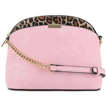Pink one Leopard Accent Small Dome Crossbody Bag | Trendy Crossbody Bags Outfit Idea for Women by Ro + Ivy | Elevated Basics, Modern Comfort & Style