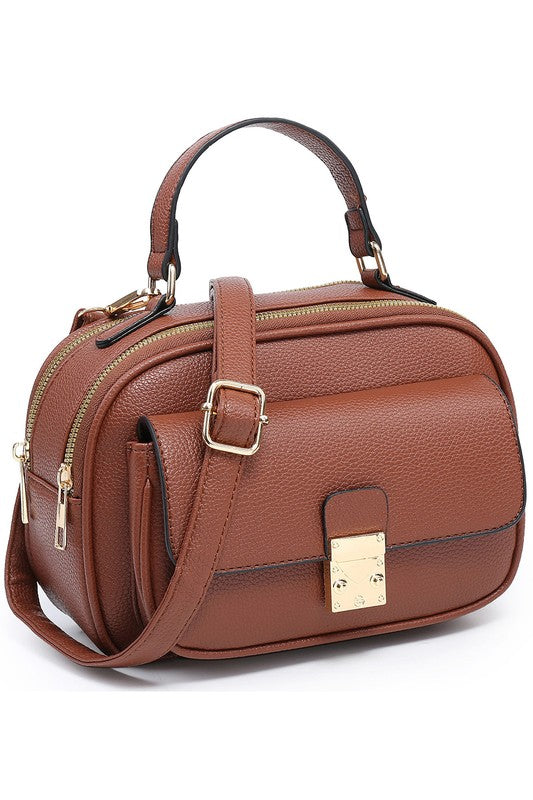 Brown one Faux Leather Top Handle Crossbody Bag | Trendy Crossbody Bags Outfit Idea for Women by Ro + Ivy | Elevated Basics, Modern Comfort & Style