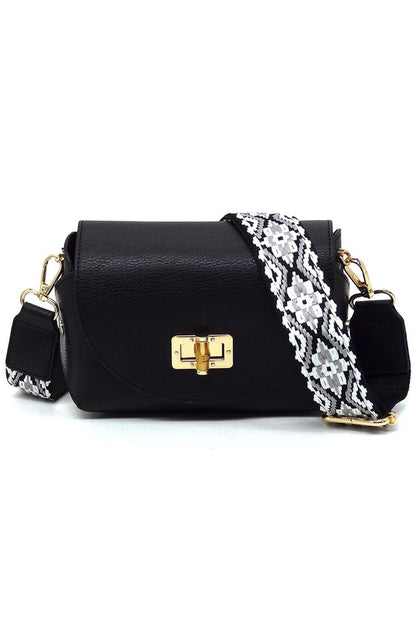 BLACK one Faux Leather Twist Lock Flap Crossbody Bag | Trendy Crossbody Bags Outfit Idea for Women by Ro + Ivy | Elevated Basics, Modern Comfort & Style