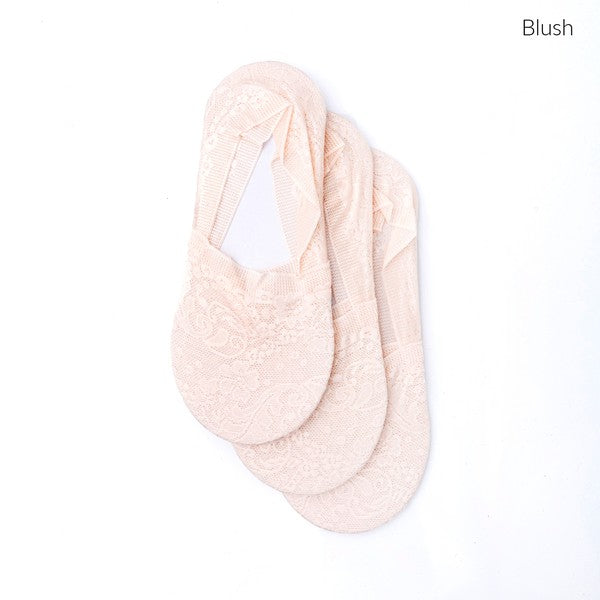 No-Show Floral Lace Slip Socks – 3 Pack | Trendy Socks Outfit Idea for Women by Ro + Ivy | Elevated Basics, Modern Comfort & Style