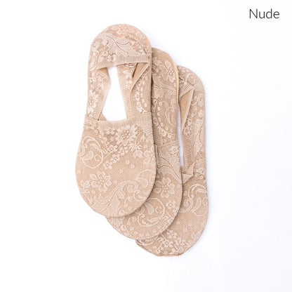 No-Show Floral Lace Slip Socks – 3 Pack | Trendy Socks Outfit Idea for Women by Ro + Ivy | Elevated Basics, Modern Comfort & Style