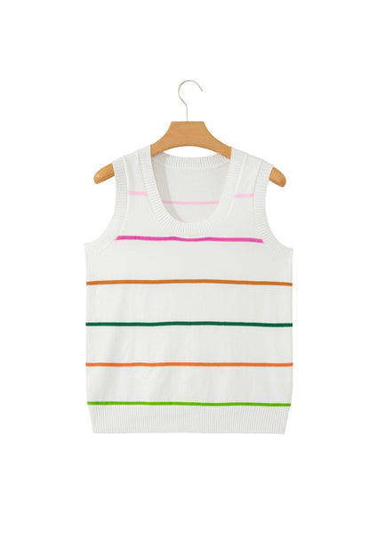 Striped Knit Layering Sweater Vest — Chic Elevated Everyday Wardrobe Style - Sweater Vests