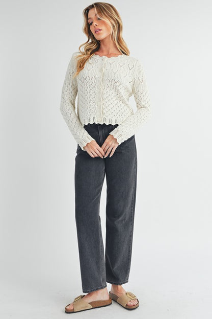 Yvonne Pointelle Knit Cardigan - Ro + Ivy