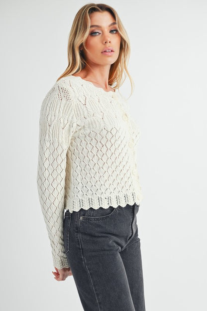 Yvonne Pointelle Knit Cardigan - Ro + Ivy