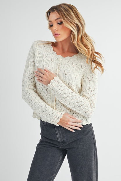 Yvonne Pointelle Knit Cardigan - Ro + Ivy