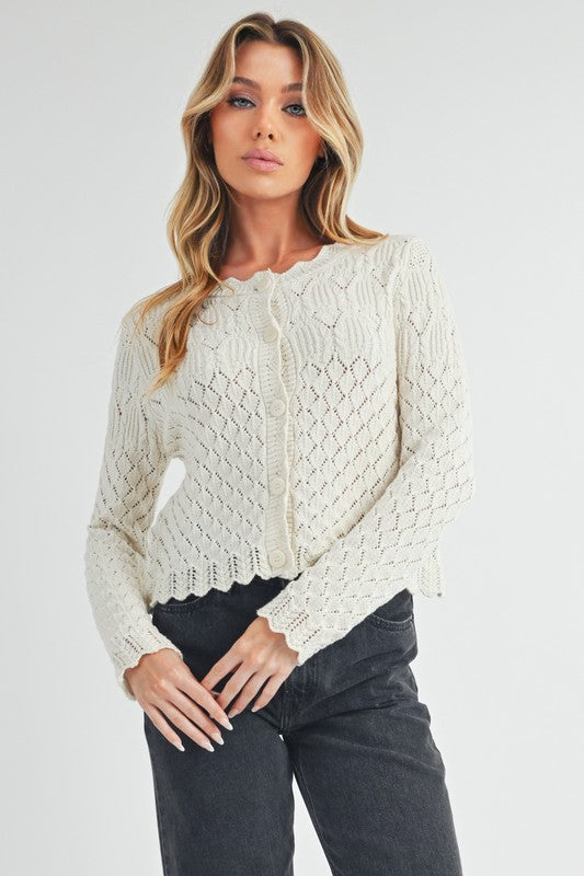 Yvonne Pointelle Knit Cardigan - Ro + Ivy