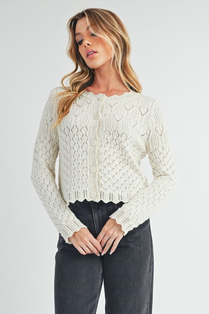 Yvonne Pointelle Knit Cardigan - Ro + Ivy