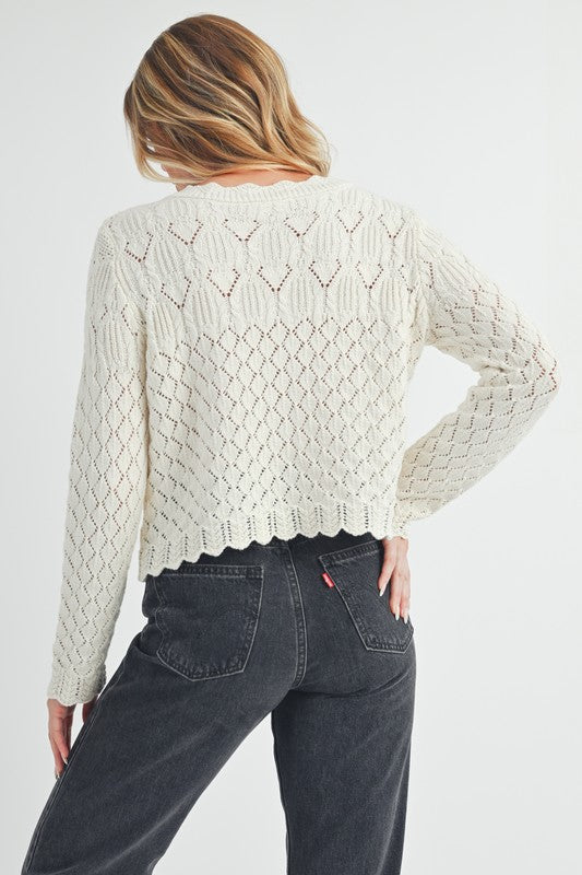 Yvonne Pointelle Knit Cardigan - Ro + Ivy