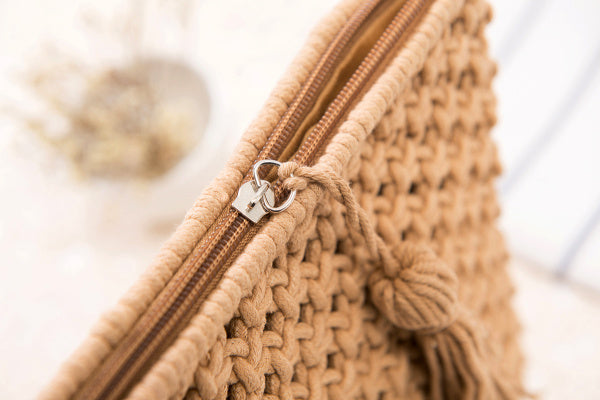 Macrame Woven Tassel Cotton Crossbody Bag — Boho Chic Everyday Carry Style -