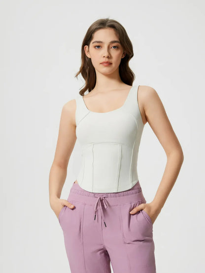 Round Neck Wide Strap Activewear Tank Top