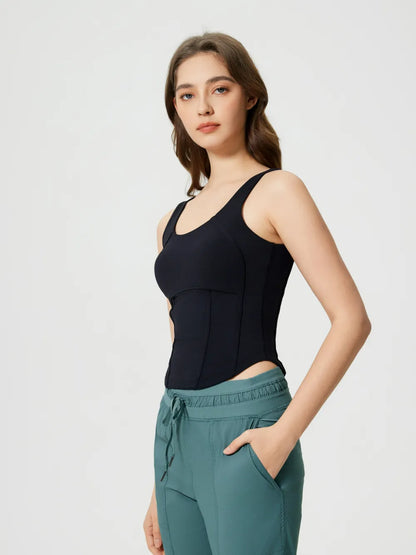 Round Neck Wide Strap Activewear Tank Top
