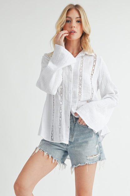 Mahlia Open-Knit Lace Blouse - Ro + Ivy