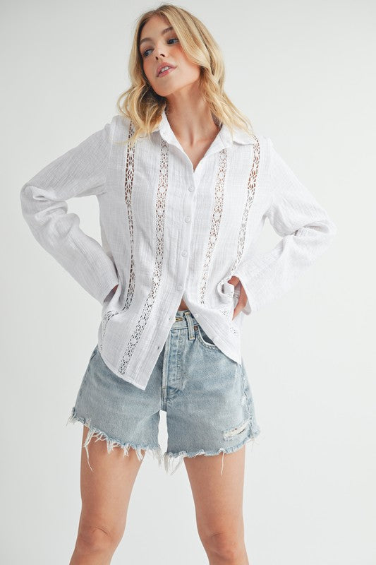 Mahlia Open-Knit Lace Blouse - Ro + Ivy