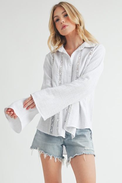 Mahlia Open-Knit Lace Blouse - Ro + Ivy