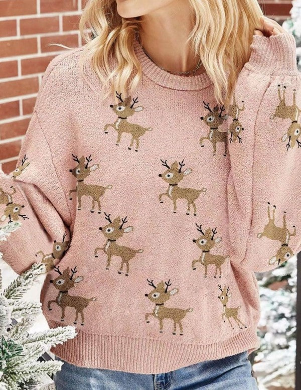 Pink Christmas Holiday Sweater | Trendy Sweaters Outfit Idea for Women by Ro + Ivy | Elevated Basics, Modern Comfort & Style