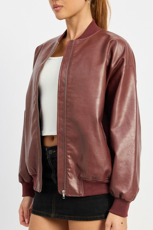 Vintage Leather Bomber Jacket