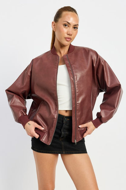 Vintage Leather Bomber Jacket