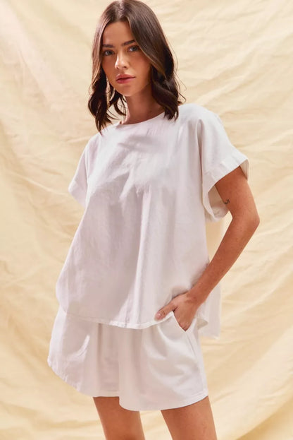 Round Neck Short Sleeve Top And Shorts Set | Trendy Loungewear Outfit Idea for Women by Ro + Ivy | Elevated Basics, Modern Comfort & Style