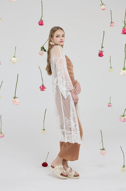 Off White One Size Embroidered Cotton Lace Kimono Cardigan | Trendy Cardigans Outfit Idea for Women by Ro + Ivy | Elevated Basics, Modern Comfort & Style