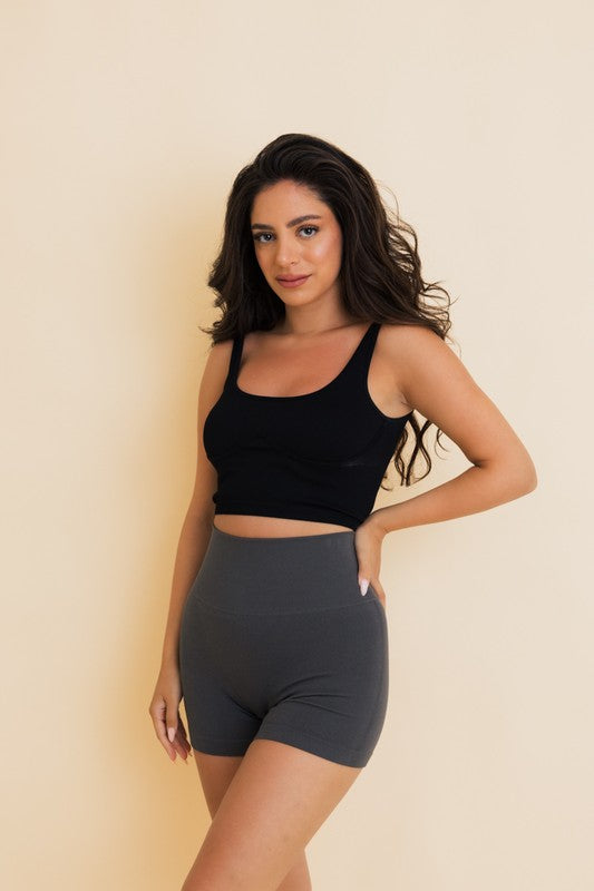 Dark Gray Prepack Ultra Comfy Seamless Shorts | Trendy Active Shorts Outfit Idea for Women by Ro + Ivy | Elevated Basics, Modern Comfort & Style