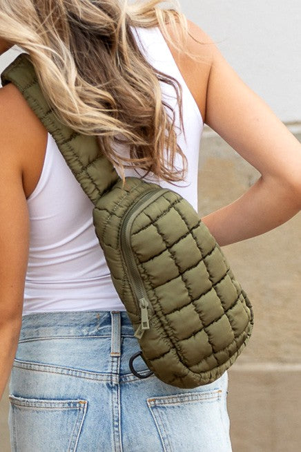 Skyler Quilted Puffer Sling | Trendy Outfit Idea for Women by Ro + Ivy | Elevated Basics, Modern Comfort & Style