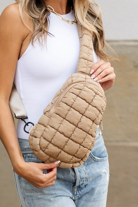 Latte OneSize Skyler Quilted Puffer Sling | Trendy Outfit Idea for Women by Ro + Ivy | Elevated Basics, Modern Comfort & Style