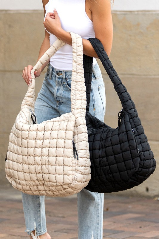 Large Quilted Puffer Tote | Trendy Tote Bags Outfit Idea for Women by Ro + Ivy | Elevated Basics, Modern Comfort & Style